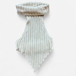 Local European Cream knit backless crop turtleneck top Sz XS Clubbing Top